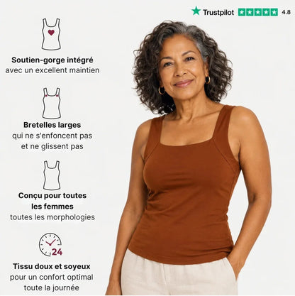 Guide des tailles du débardeur avec soutien-gorge intégré, du S au 3XL